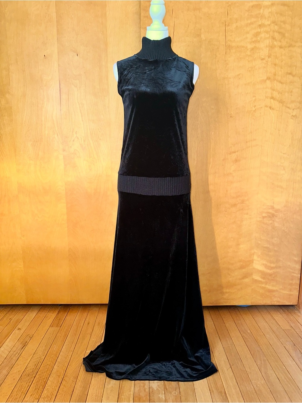 Spiegel Black Velvet Drop Waist Dress